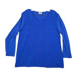 Jostar Vintage Travel Knit Women's Size Large Blue Textured Top USA Made‎